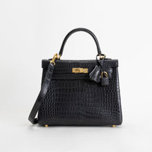 KELLY 25 MATTE POROSUS CROCODILE LEATHER NOIR (BLACK) WITH GOLD HARDWARE (GHW)