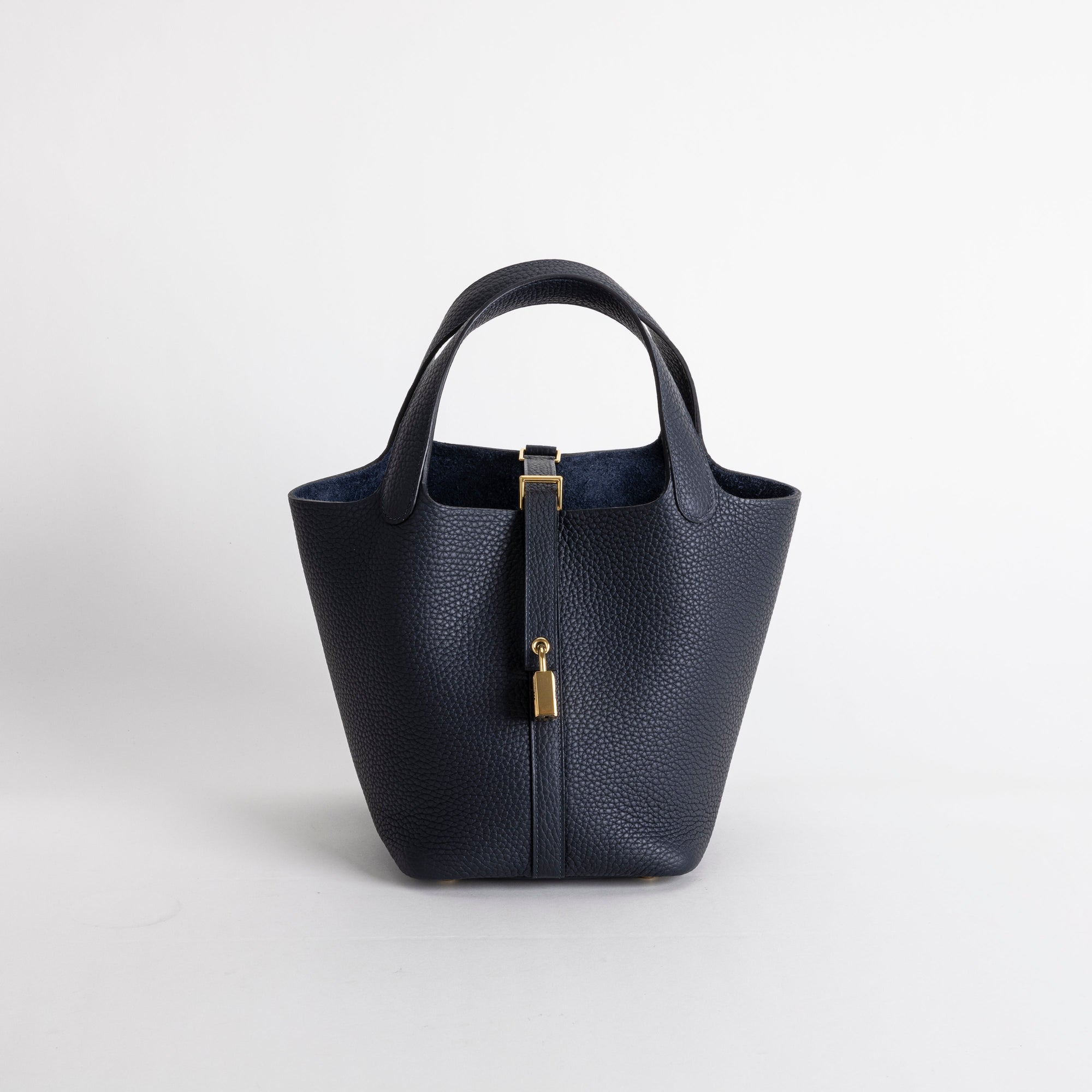 PICOTIN 18 LOCK CLEMENCE LEATHER BLEU NUIT WITH GOLD HARDWARE (GHW)