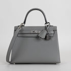 KELLY 25 EPSOM LEATHER GRIS MEYER WITH PALLADIUM HARDWARE (PHW)