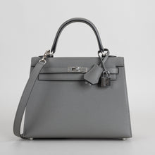 KELLY 25 EPSOM LEATHER GRIS MEYER WITH PALLADIUM HARDWARE (PHW)