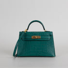 MINI KELLY II (20) MATTE MISSISSIPPIENSIS ALLIGATOR LEATHER MALACHITE WITH GOLD HARDWARE (GHW)