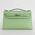 KELLY POCHETTE SWIFT LEATHER VERT CRIQUET WITH PALLADIUM HARDWARE (PHW)
