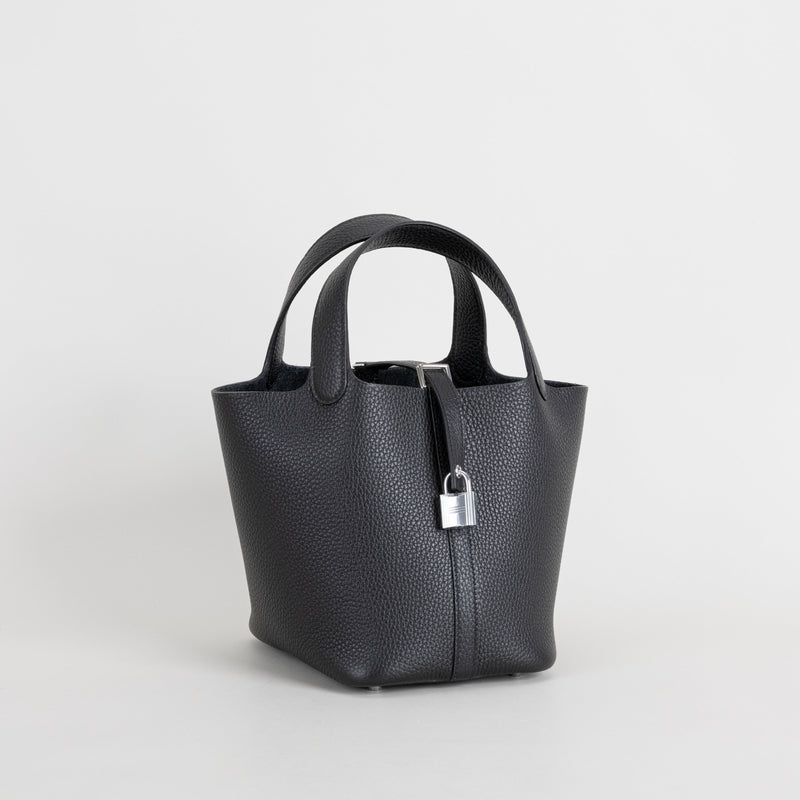 PICOTIN 18 LOCK CLEMENCE LEATHER NOIR (BLACK) WITH PALLADIUM HARDWARE (PHW)
