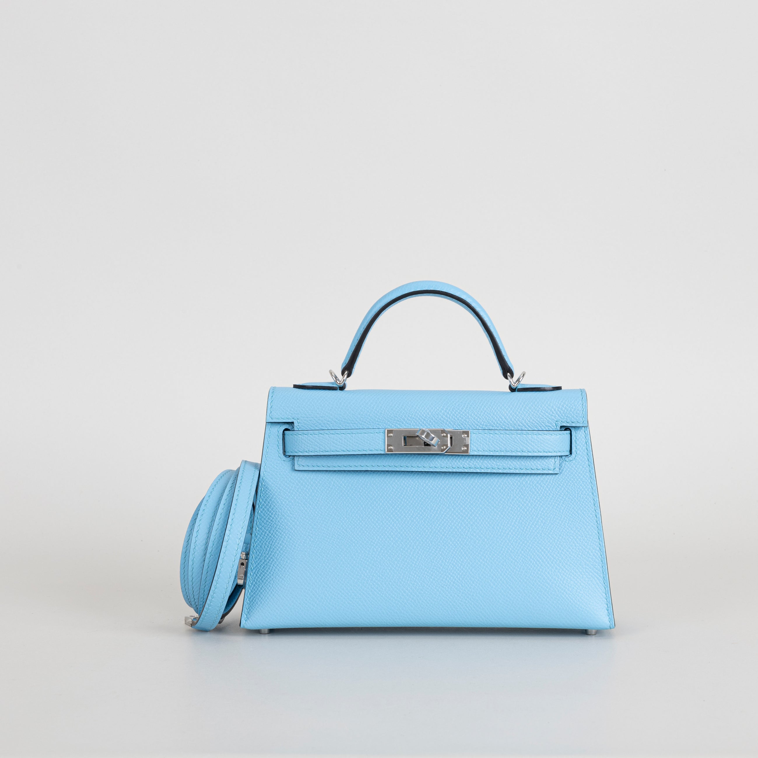 MINI KELLY II (20) EPSOM LEATHER CELESTE WITH PALLADIUM HARDWARE (PHW)