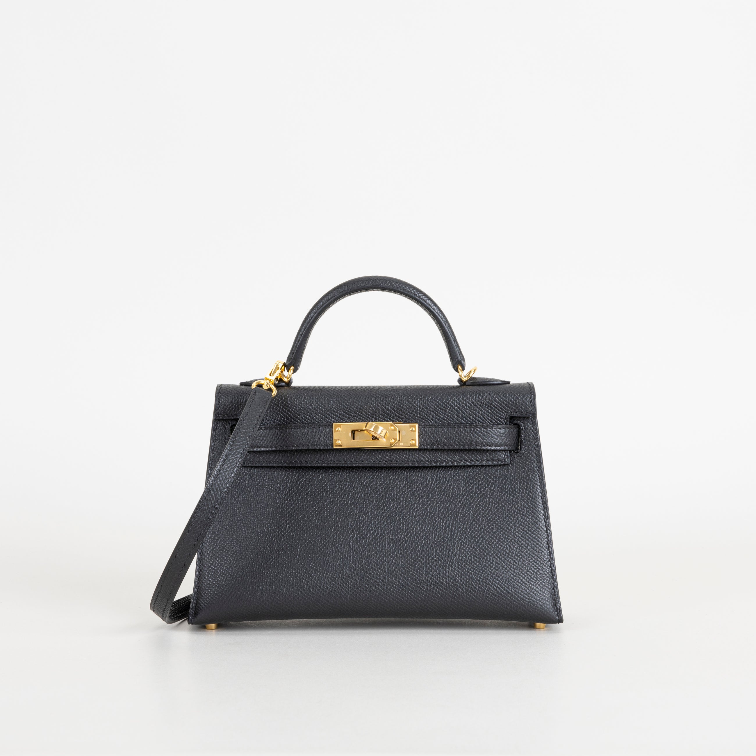 MINI KELLY II (20) EPSOM LEATHER NOIR (BLACK) WITH GOLD HARDWARE (GHW)