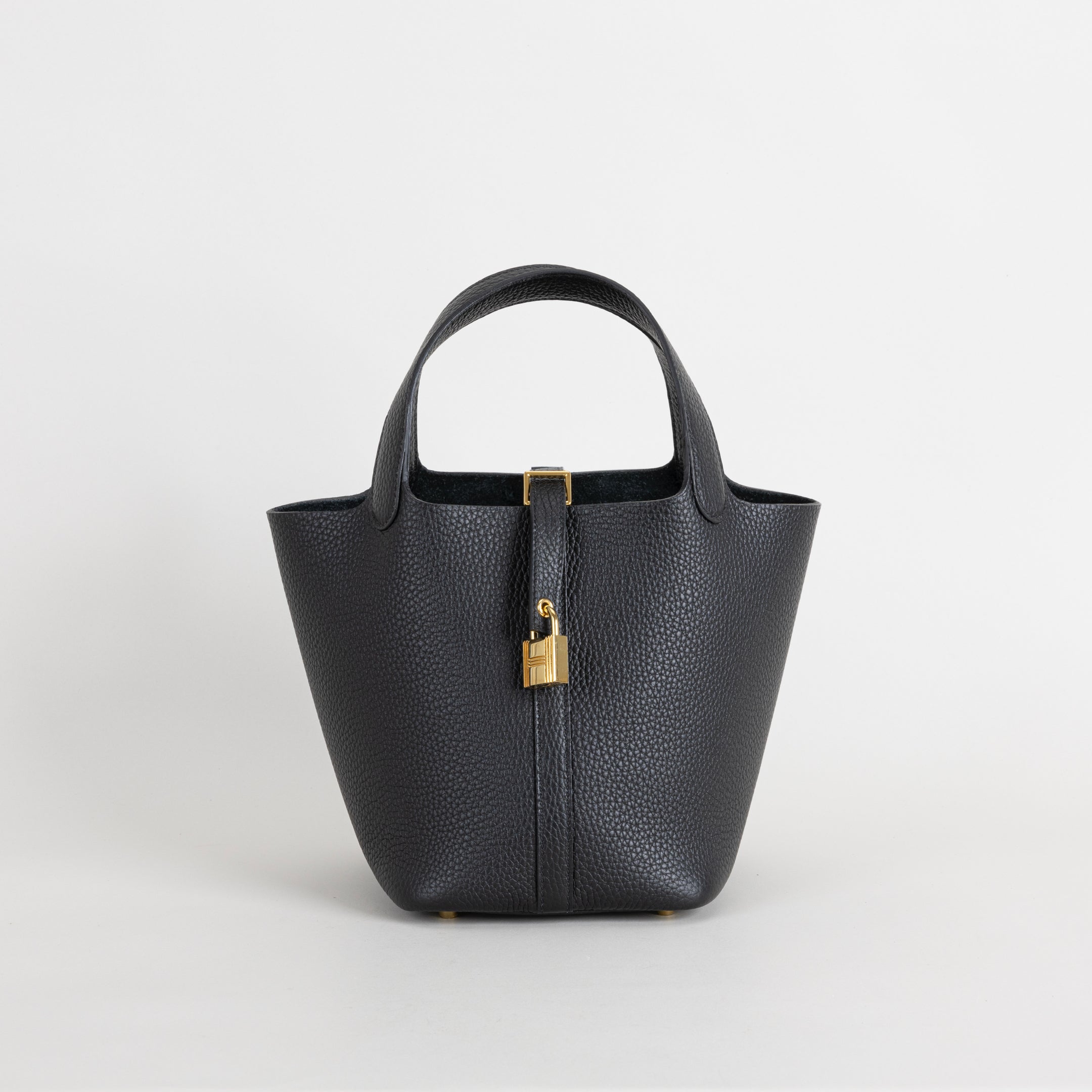 PICOTIN 18 LOCK CLEMENCE LEATHER NOIR (BLACK) WITH GOLD HARDWARE (GHW)