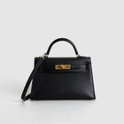 MINI KELLY II (20) CHEVRE LEATHER NOIR (BLACK) WITH GOLD HARDWARE (GHW)