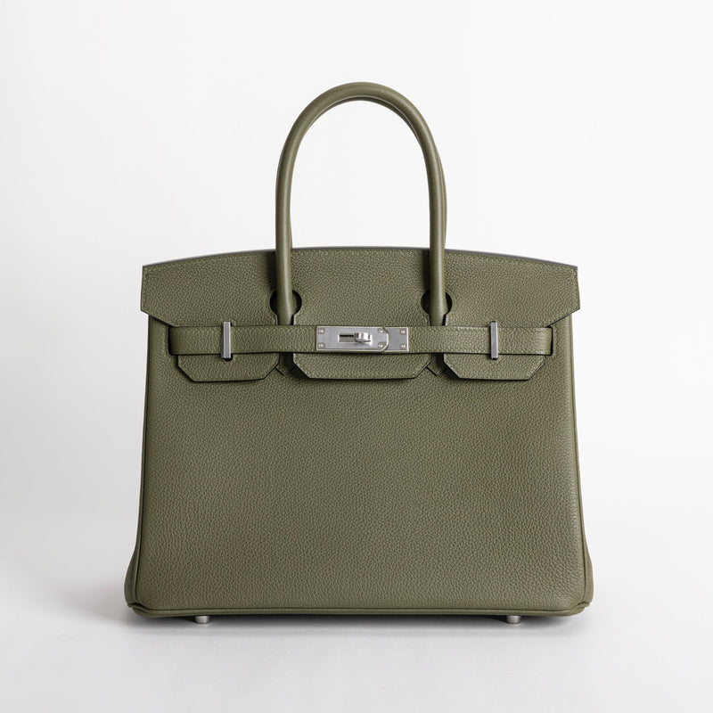 BIRKIN 30 TOGO LEATHER VERT OLIVE WITH PALLADIUM HARDWARE (PHW)