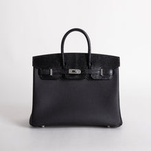 BIRKIN 25 TOUCH LIZARD LEATHER & TOGO LEATHER NOIR (BLACK) WITH PALLADIUM HARDWARE (PHW)