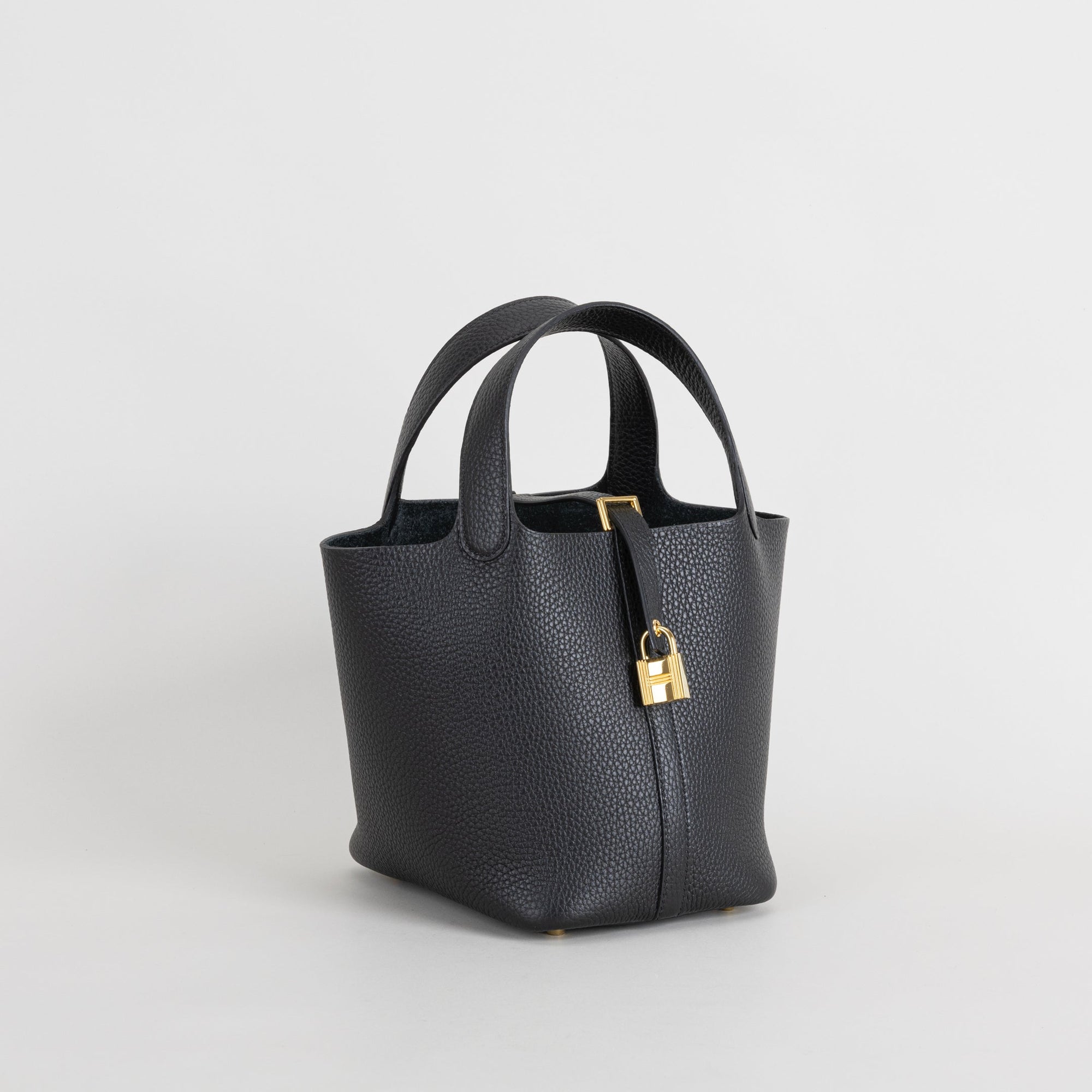 PICOTIN 18 LOCK CLEMENCE LEATHER NOIR (BLACK) WITH GOLD HARDWARE (GHW)