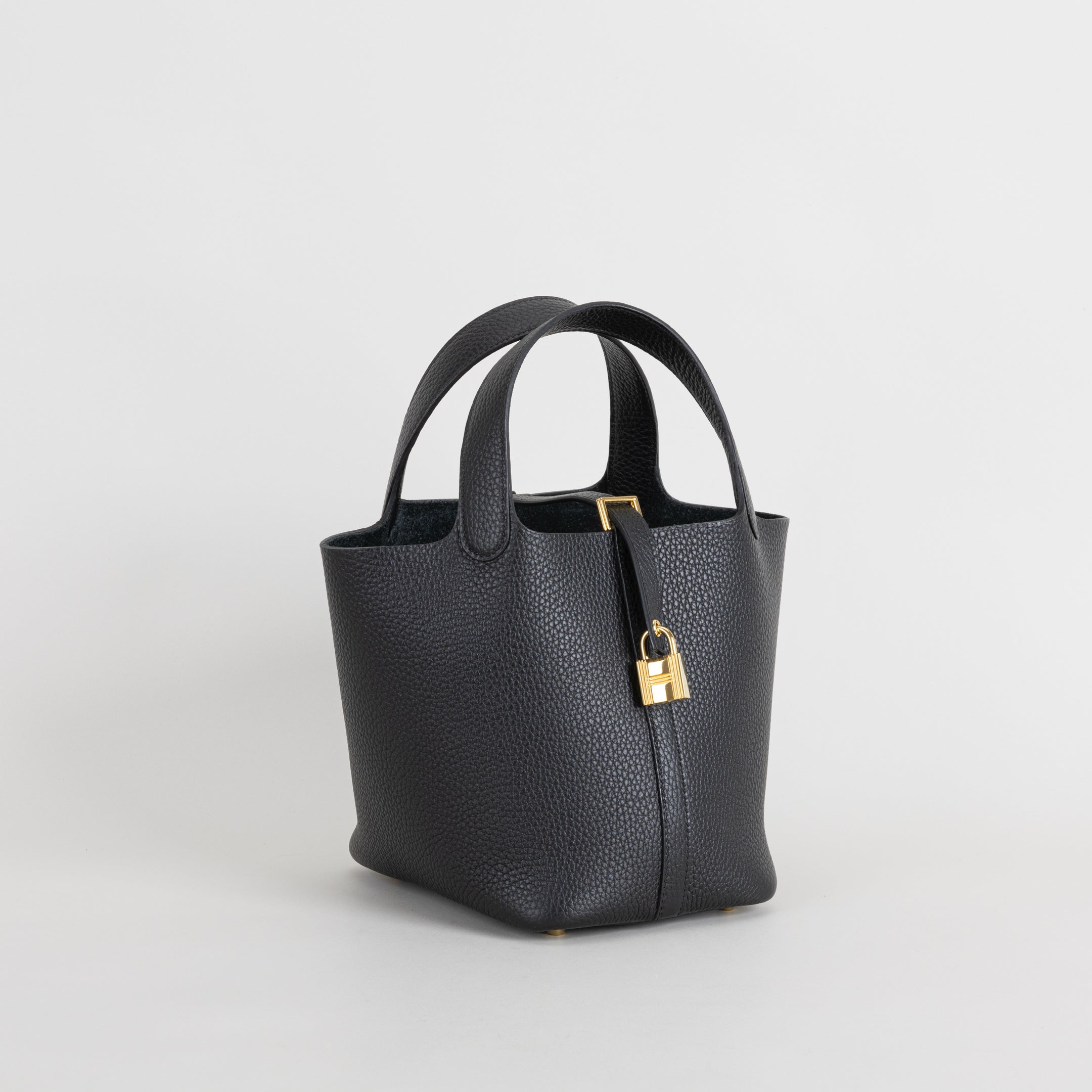 PICOTIN 18 LOCK CLEMENCE LEATHER NOIR (BLACK) WITH GOLD HARDWARE (GHW)
