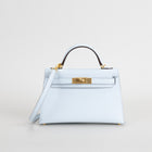 MINI KELLY II (20) EPSOM LEATHER BLEU BRUME WITH GOLD HARDWARE (GHW)