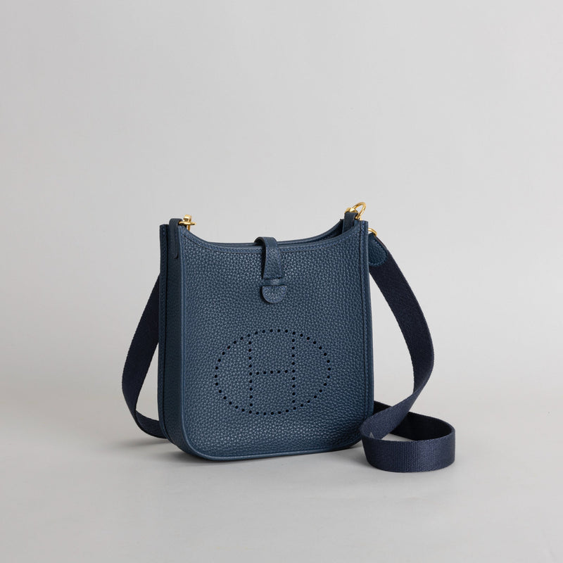 MINI EVELYNE (TPM) CLEMENCE LEATHER BLEU SAPHIRE WITH GOLD HARDWARE (GHW)