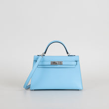 MINI KELLY II (20) EPSOM LEATHER CELESTE WITH PALLADIUM HARDWARE (PHW)