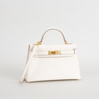 MINI KELLY II (20) CHEVRE LEATHER CRAIE WITH GOLD HARDWARE (GHW)