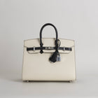 BIRKIN 25 EPSOM LEATHER (SELLIER SHAPE) HORSESHOE STAMP (HSS) BI-COLOR NATA & NOIR (BLACK) WITH PALLADIUM HARDWARE (PHW)