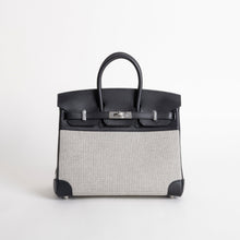 BIRKIN 25 ECRU TOILE SWIFT LEATHER NOIR (BLACK) WITH PALLADIUM HARDWARE (PHW)