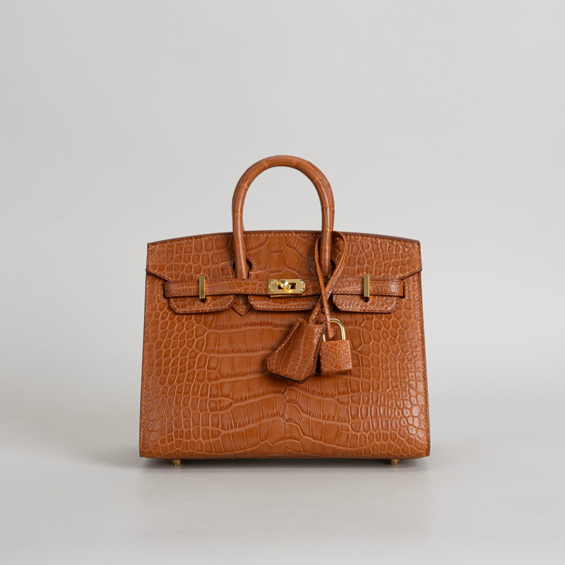 BIRKIN 20 (SELLIER SHAPE) MATTE MISSISSIPPIENSIS ALLIGATOR LEATHER GOLD WITH GOLD HARDWARE (GHW)