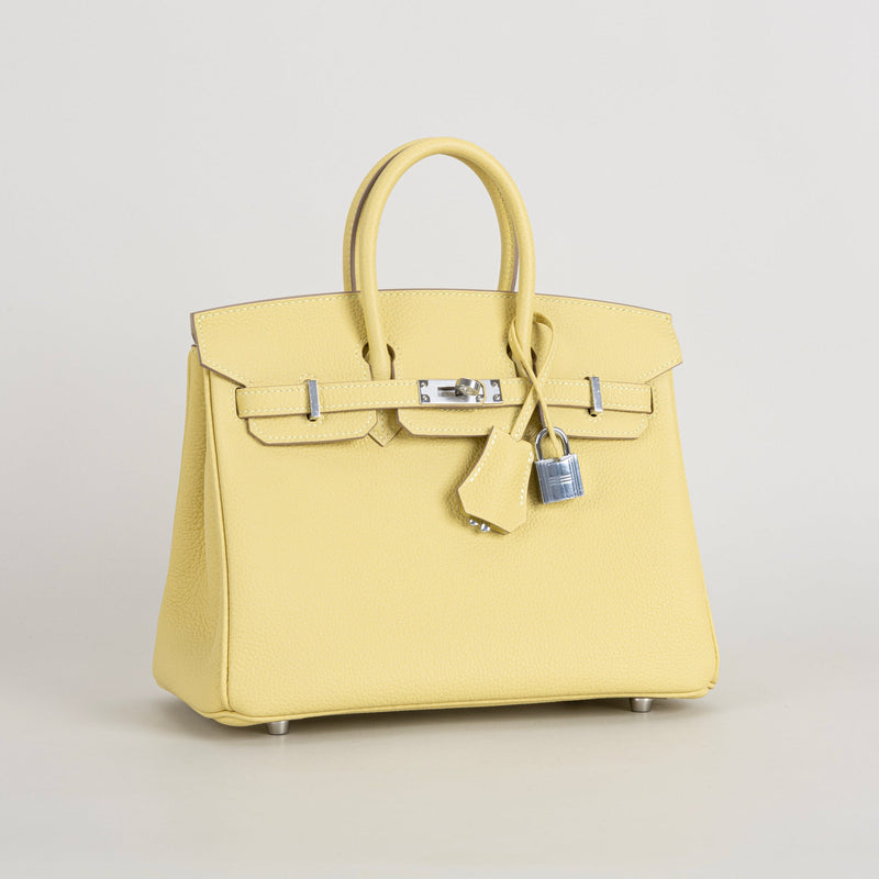 BIRKIN 25 TOGO LEATHER JAUNE POUSSIN WITH PALLADIUM HARDWARE (PHW)