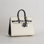 BIRKIN 25 EPSOM LEATHER (SELLIER SHAPE) HORSESHOE STAMP (HSS) BI-COLOR NATA & NOIR (BLACK) WITH PALLADIUM HARDWARE (PHW)