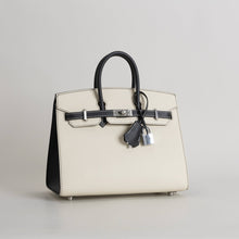 BIRKIN 25 EPSOM LEATHER (SELLIER SHAPE) HORSESHOE STAMP (HSS) BI-COLOR NATA & NOIR (BLACK) WITH PALLADIUM HARDWARE (PHW)