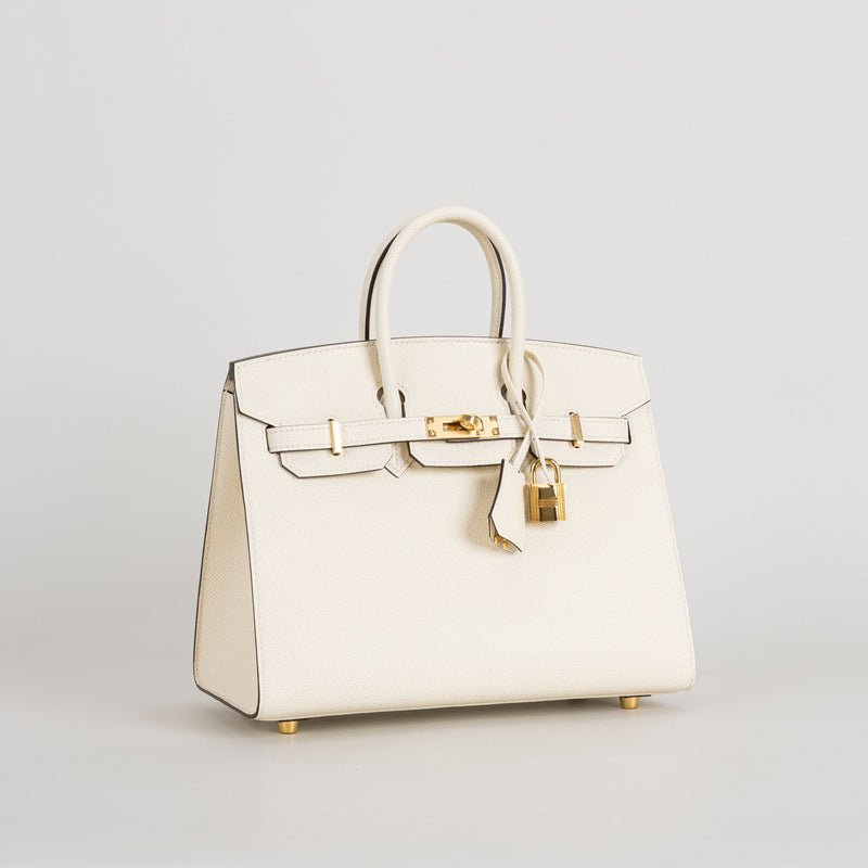 BIRKIN 25 EPSOM LEATHER (SELLIER SHAPE) NATA WITH GOLD HARDWARE (GHW)