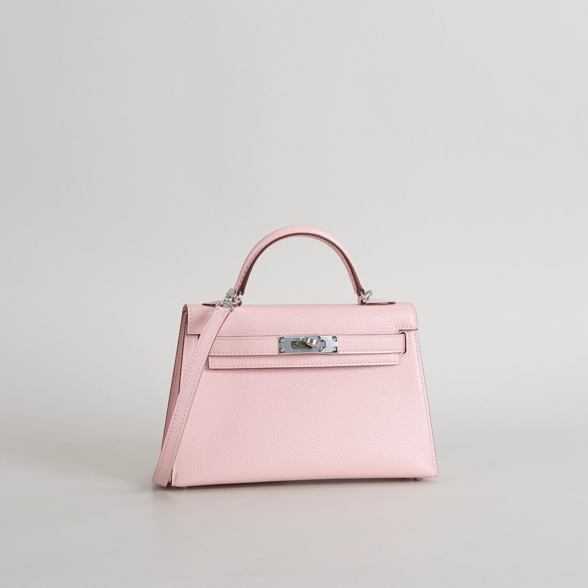 MINI KELLY II (20) CHEVRE LEATHER ROSE SAKURA WITH PALLADIUM HARDWARE (PHW)