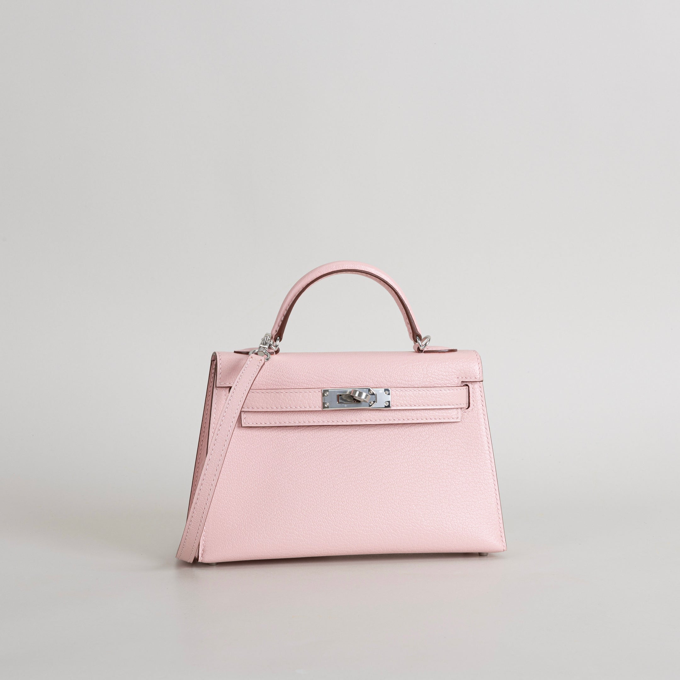 MINI KELLY II (20) CHEVRE LEATHER ROSE SAKURA WITH PALLADIUM HARDWARE (PHW)