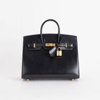 BIRKIN 25 (SELLIER SHAPE) BLACK BOX CALF LEATHER WITH GOLD HARDWARE (GHW)