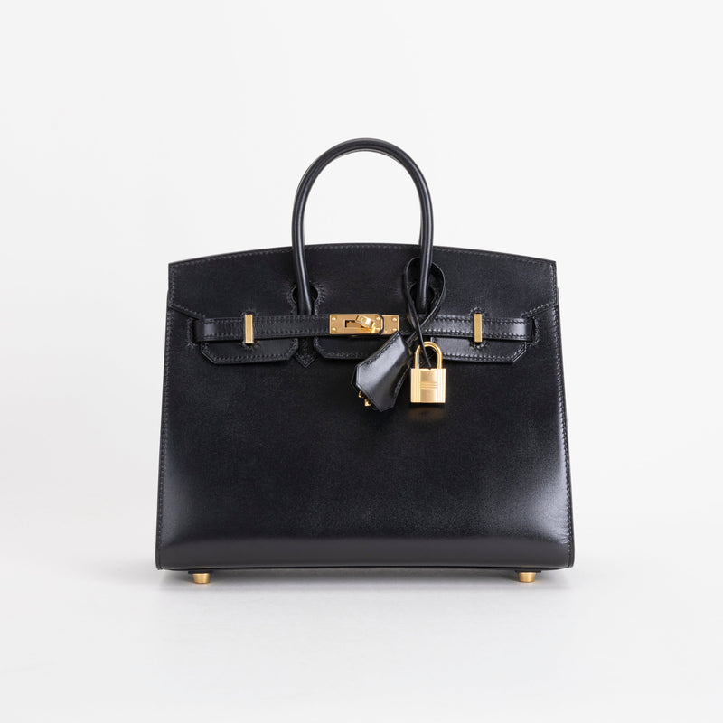 BIRKIN 25 (SELLIER SHAPE) BLACK BOX CALF LEATHER WITH GOLD HARDWARE (GHW)