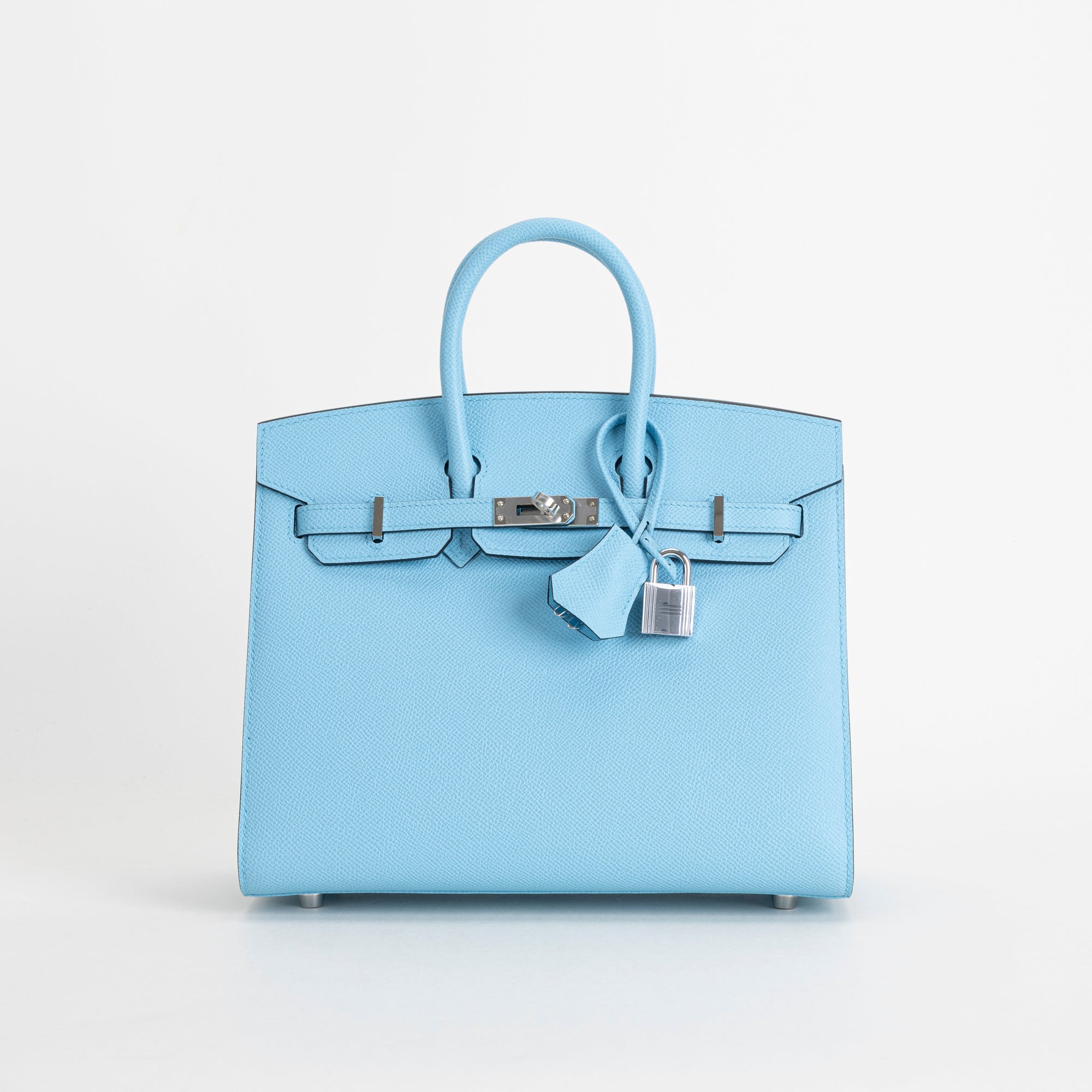 BIRKIN 25 EPSOM LEATHER (SELLIER SHAPE) CELESTE WITH PALLADIUM HARDWARE (PHW)