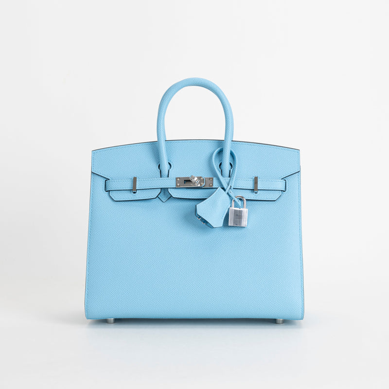 BIRKIN 25 EPSOM LEATHER (SELLIER SHAPE) CELESTE WITH PALLADIUM HARDWARE (PHW)