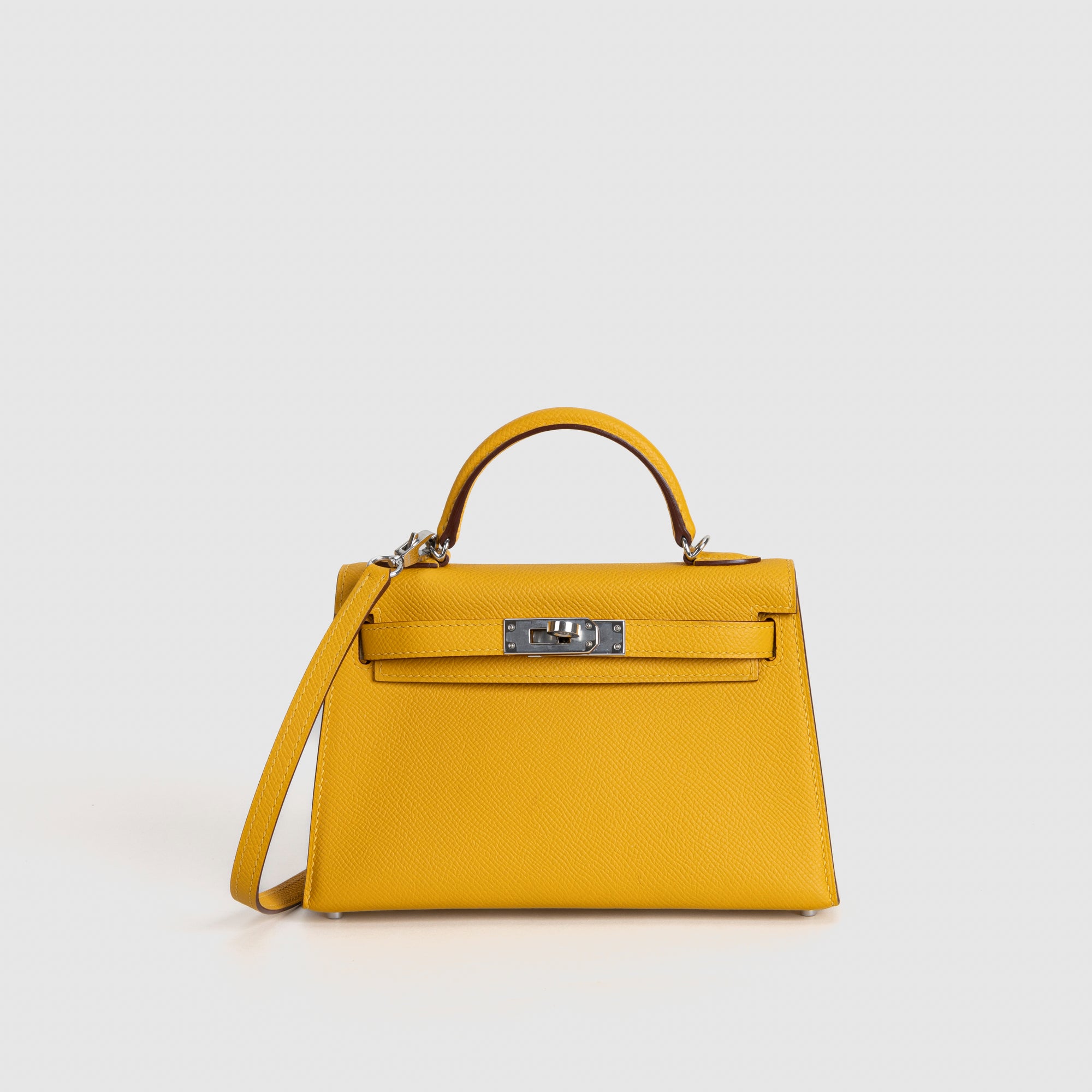 MINI KELLY II (20) EPSOM LEATHER JAUNE AMBRE WITH PALLADIUM HARDWARE (PHW)