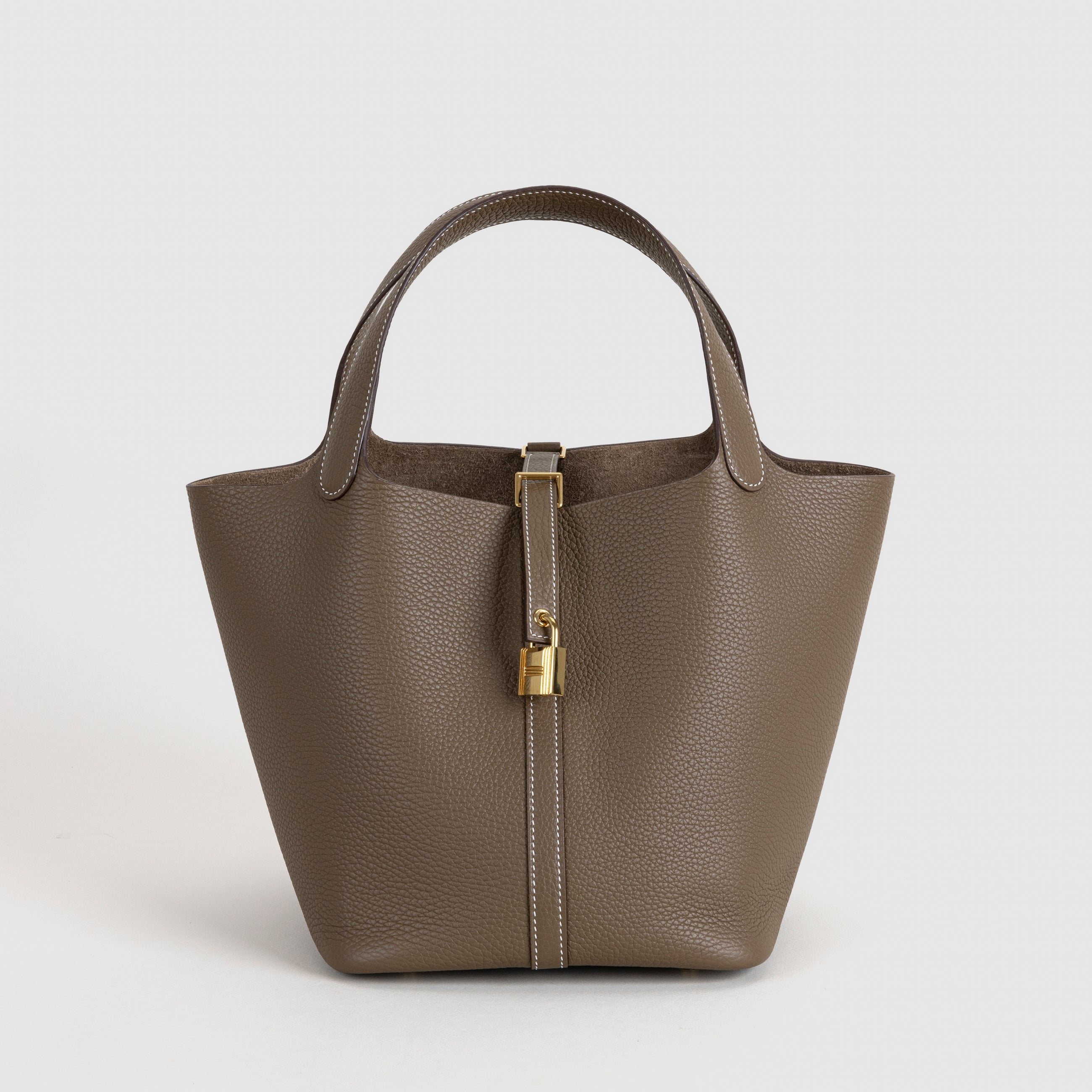 PICOTIN 22 LOCK CLEMENCE LEATHER ETOUPE WITH GOLD HARDWARE (GHW)