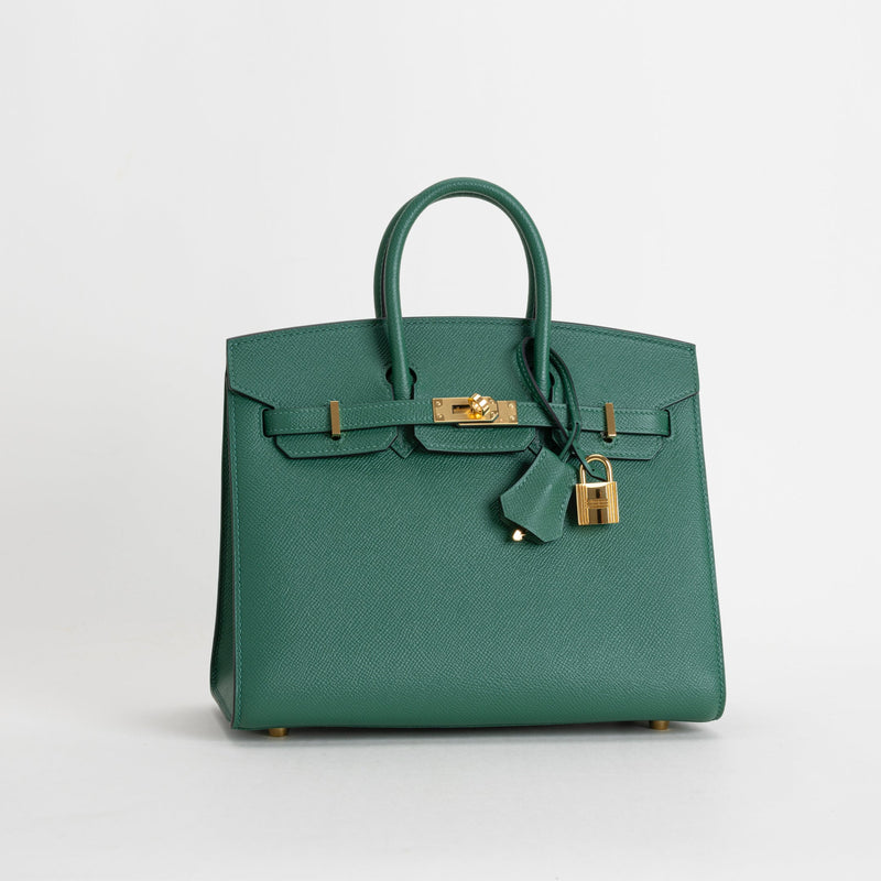BIRKIN 25 EPSOM LEATHER (SELLIER SHAPE) VERT MOYEN WITH GOLD HARDWARE (GHW)