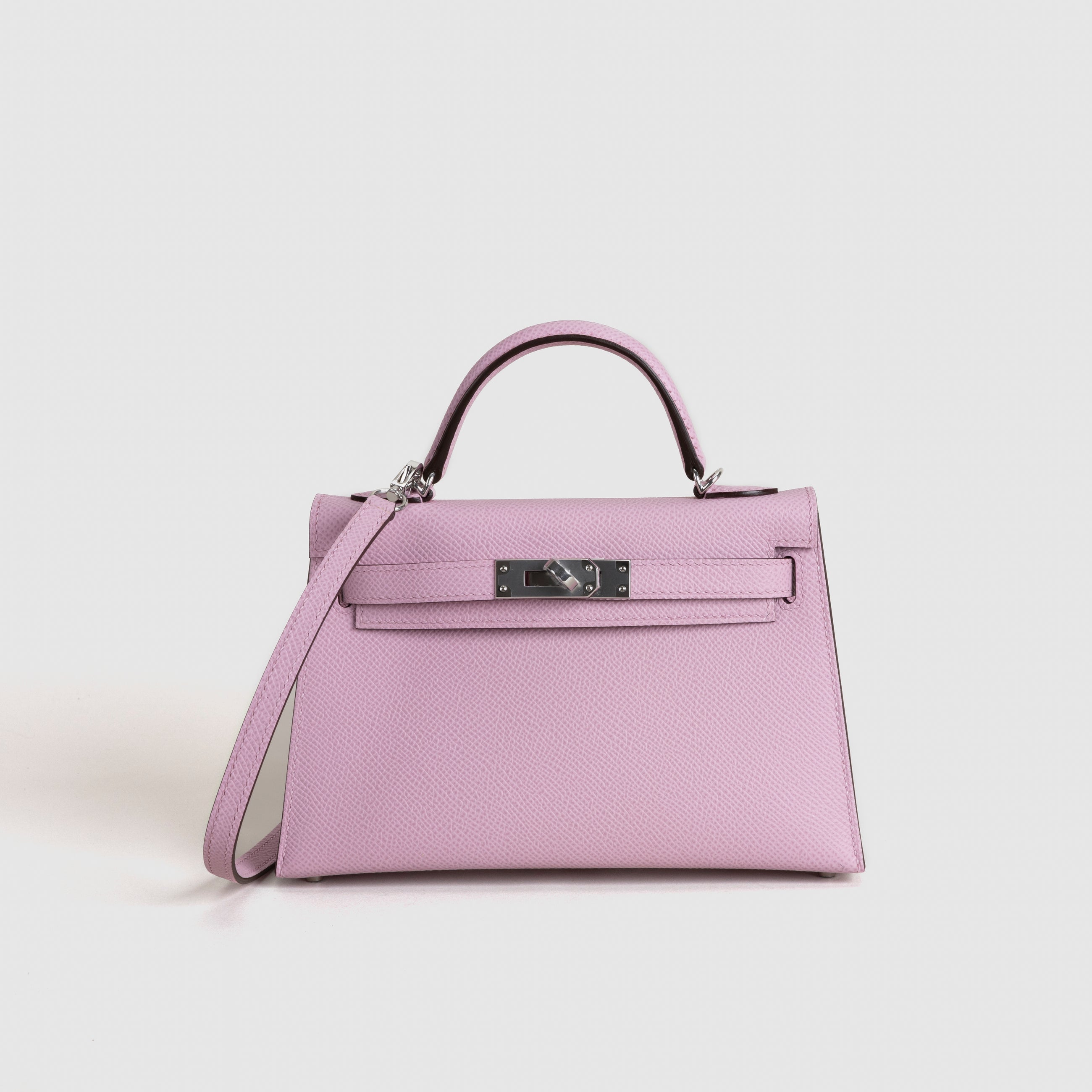 MINI KELLY II (20) EPSOM LEATHER MAUVE SYLVESTRE WITH PALLADIUM HARDWARE (PHW)