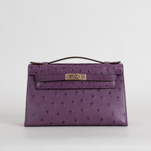 KELLY POCHETTE OSTRICH LEATHER ANEMONE WITH ROSE GOLD HARDWARE (RGHW)