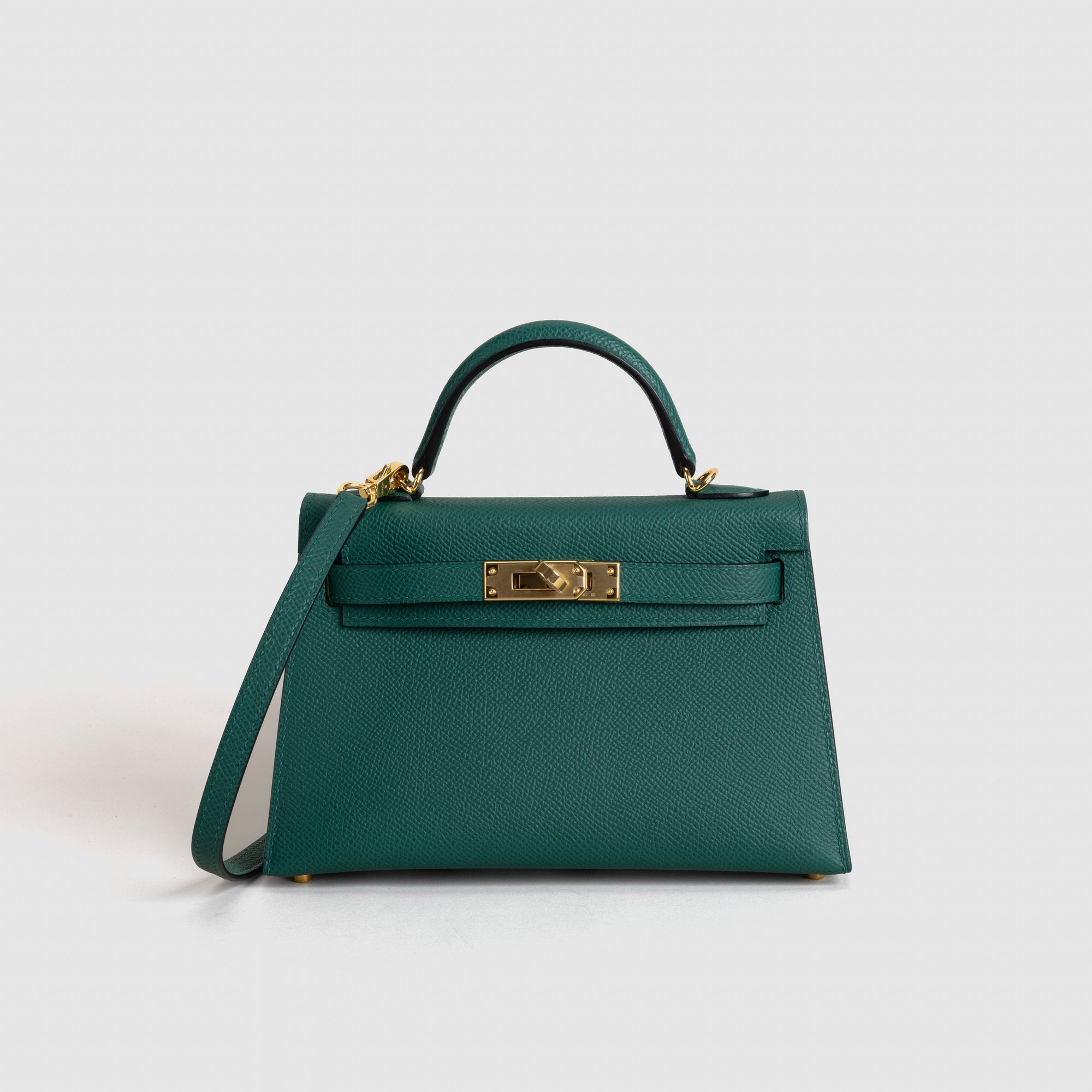 MINI KELLY II (20) EPSOM LEATHER MALACHITE WITH GOLD HARDWARE (GHW)