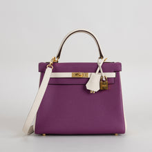 KELLY 25 TOGO LEATHER HORSESHOE STAMP (HSS) BI-COLOR ANEMONE & CRAIE WITH GOLD HARDWARE (GHW)