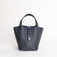 PICOTIN 18 LOCK CLEMENCE LEATHER BLEU NUIT WITH PALLADIUM HARDWARE (PHW)