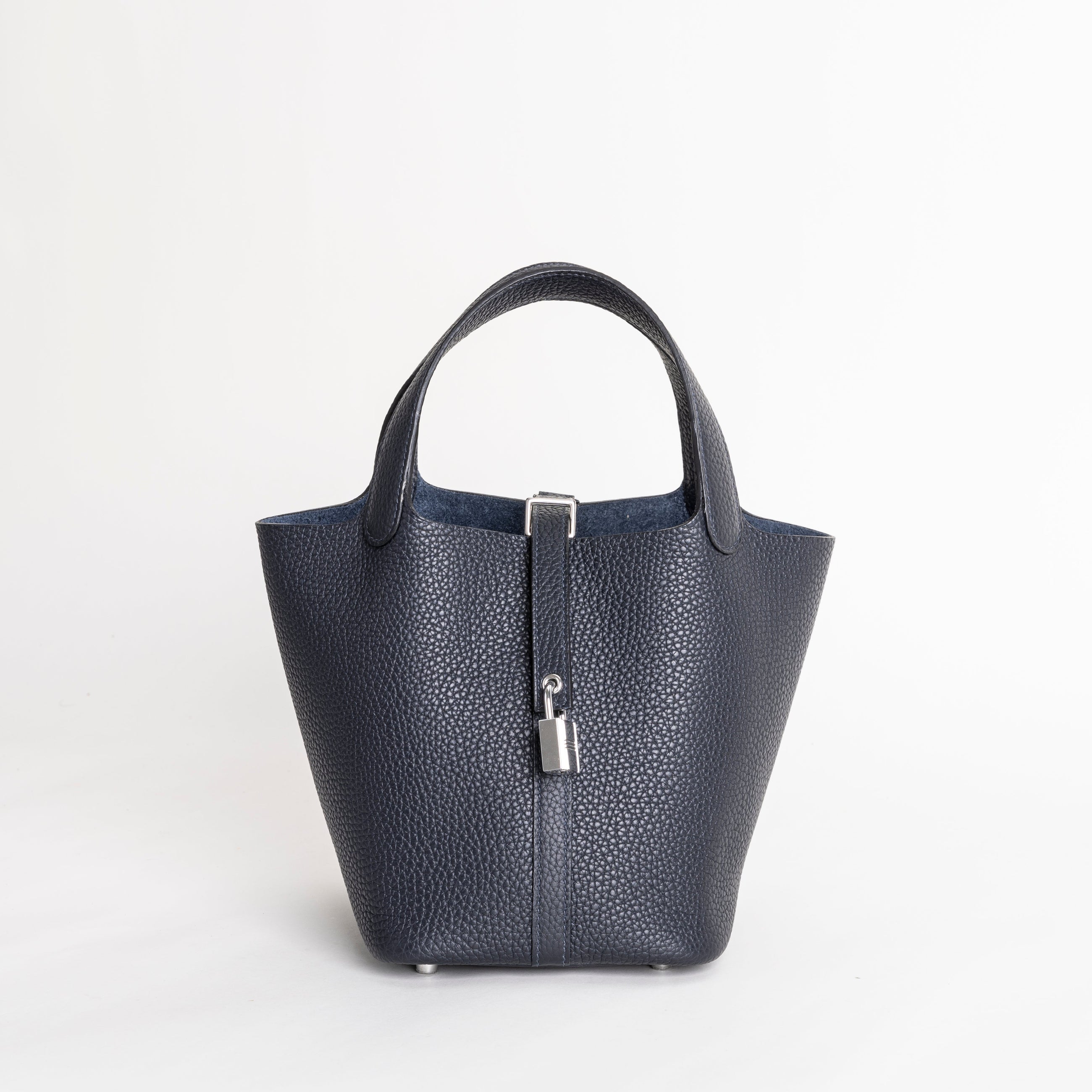 PICOTIN 18 LOCK CLEMENCE LEATHER BLEU NUIT WITH PALLADIUM HARDWARE (PHW)