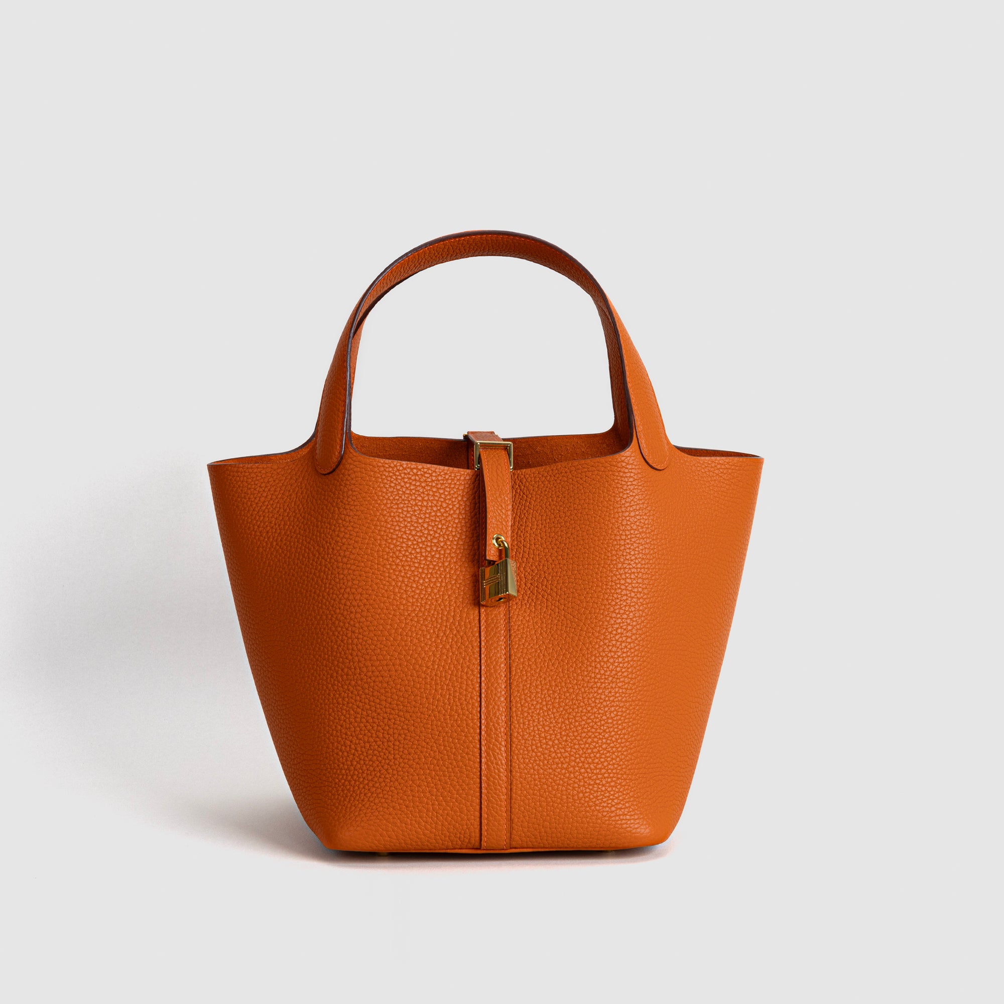 PICOTIN 22 LOCK CLEMENCE LEATHER ORANGE WITH GOLD HARDWARE (GHW)