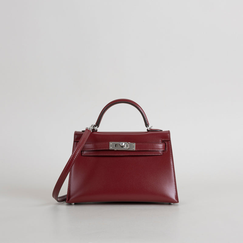 MINI KELLY II (20) BOX CALF LEATHER ROUGE H WITH PALLADIUM HARDWARE (PHW)