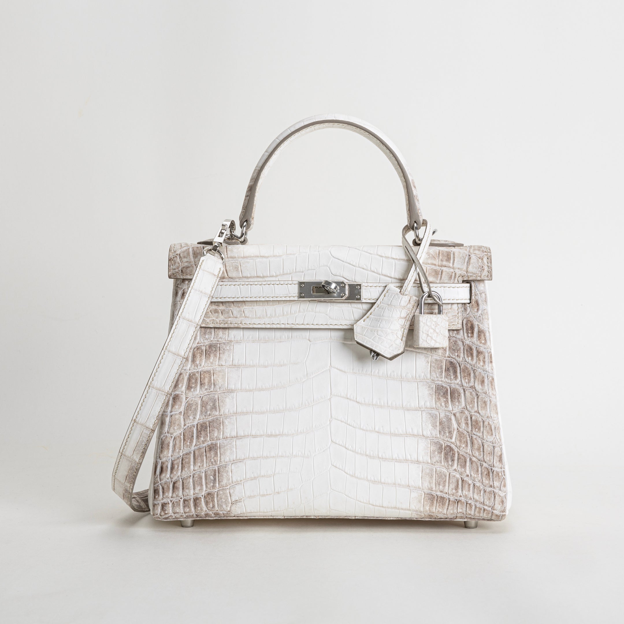 KELLY 25 NILOTICUS CROCODILE (MATTE) LEATHER HIMALAYA WITH PALLADIUM HARDWARE (PHW)