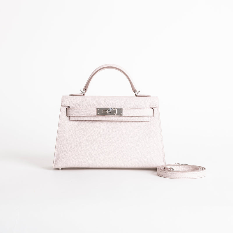 MINI KELLY II (20) EPSOM LEATHER MAUVE PALE WITH PALLADIUM HARDWARE (PHW)