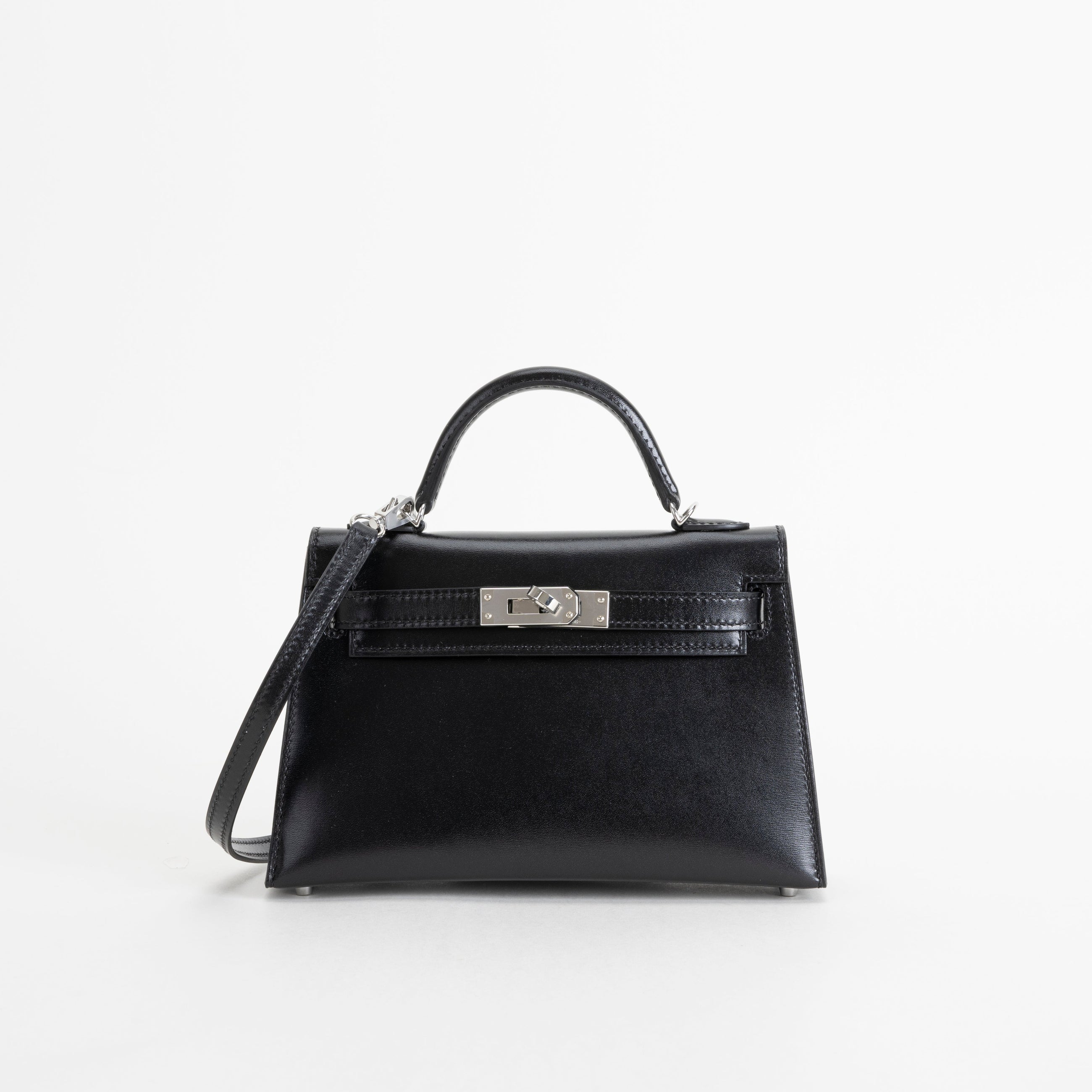 MINI KELLY II (20) BLACK BOX CALF LEATHER WITH PALLADIUM HARDWARE (PHW)