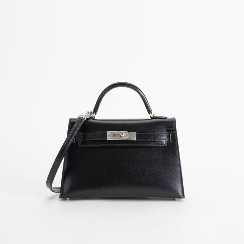 MINI KELLY II (20) BLACK BOX CALF LEATHER WITH PALLADIUM HARDWARE (PHW)