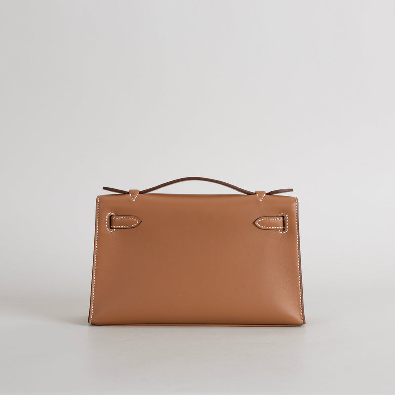 KELLY POCHETTE SWIFT LEATHER GOLD WITH GOLD HARDWARE (GHW)