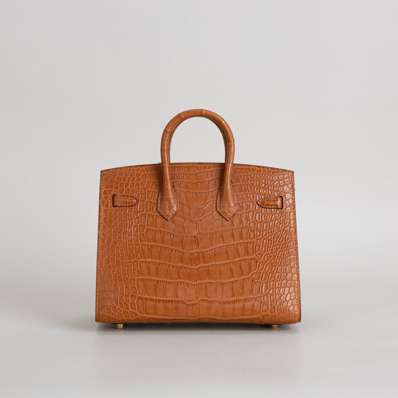 BIRKIN 20 (SELLIER SHAPE) MATTE MISSISSIPPIENSIS ALLIGATOR LEATHER GOLD WITH GOLD HARDWARE (GHW)