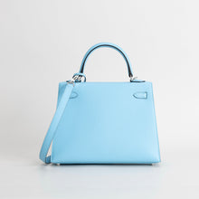 KELLY 25 EPSOM LEATHER CELESTE WITH PALLADIUM HARDWARE (PHW)